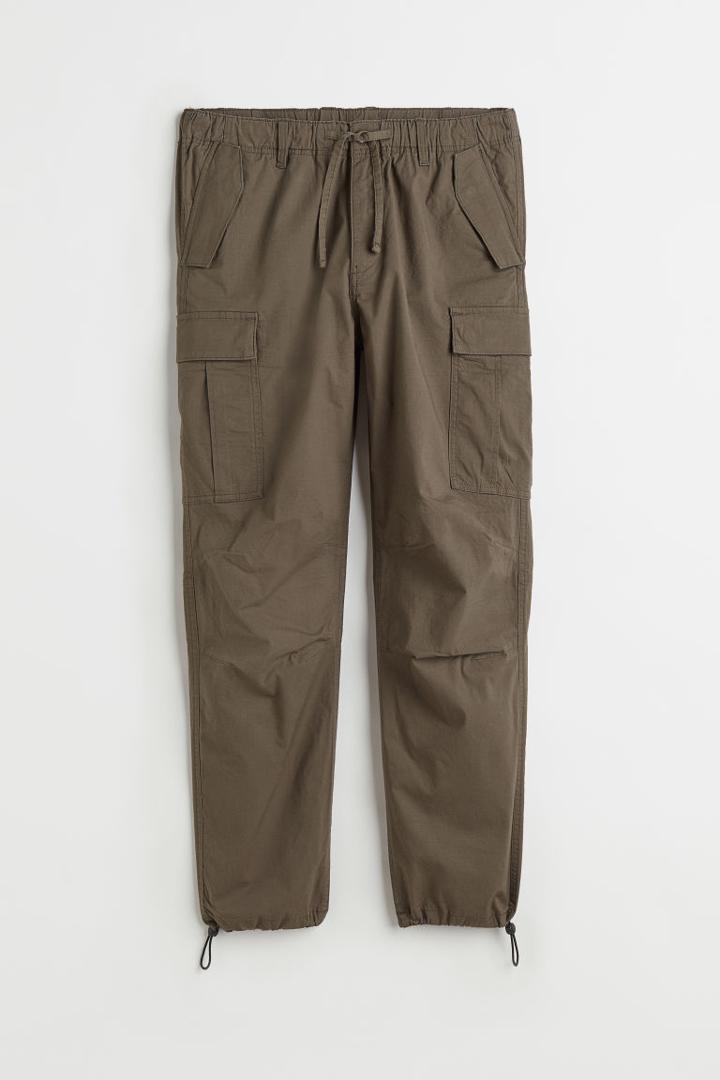 H & M - Regular Fit Ripstop Cargo Pants - Green