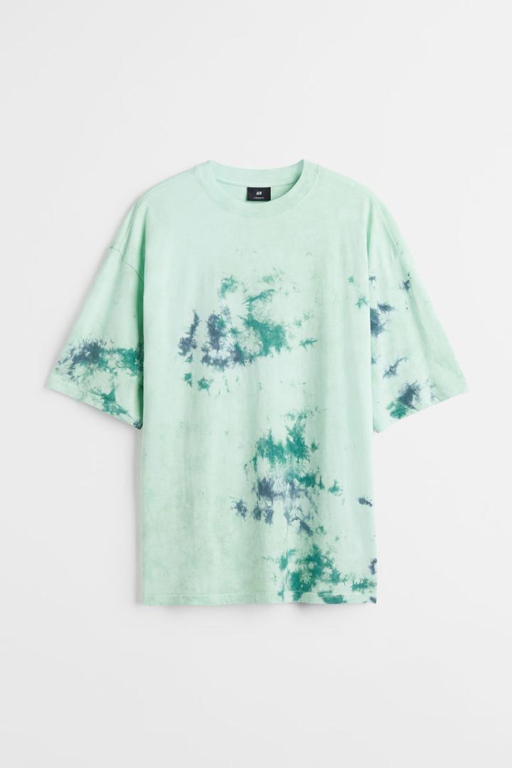 H & M - Oversized Cotton T-shirt - Green