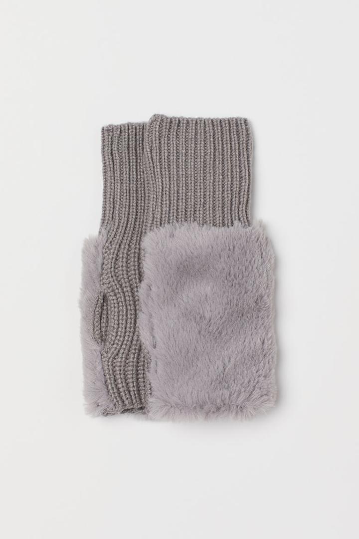 H & M - Knit Wrist Warmers - Gray