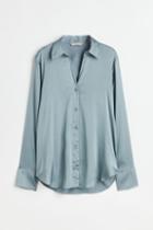 H & M - V-neck Blouse - Turquoise