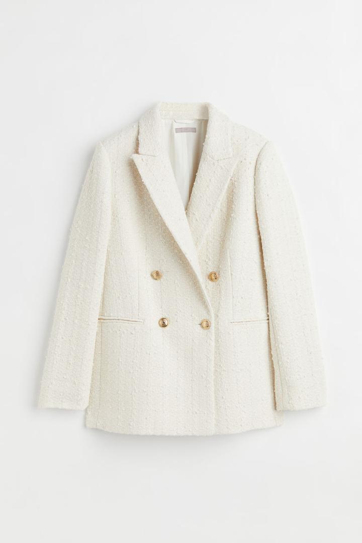 H & M - Textured-weave Jacket - White