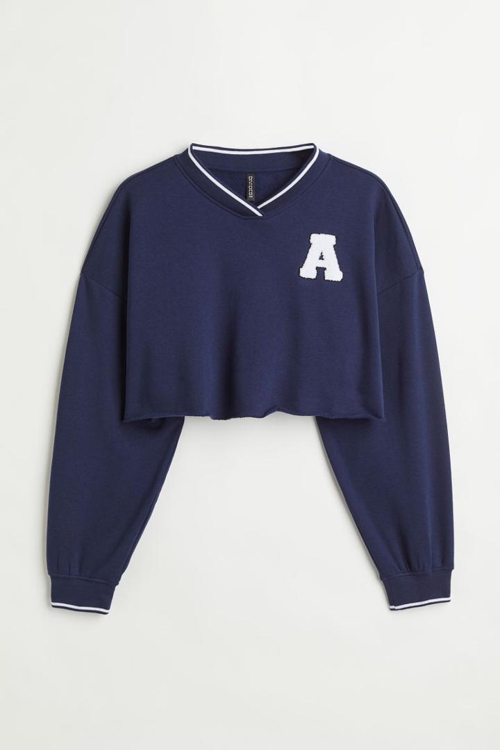 H & M - H & M+ Crop Sweatshirt - Blue