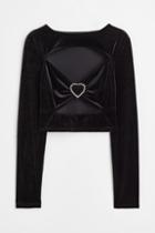 H & M - Cut-out Velour Top - Black