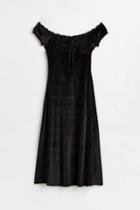 H & M - Off-the-shoulder Velour Dress - Black