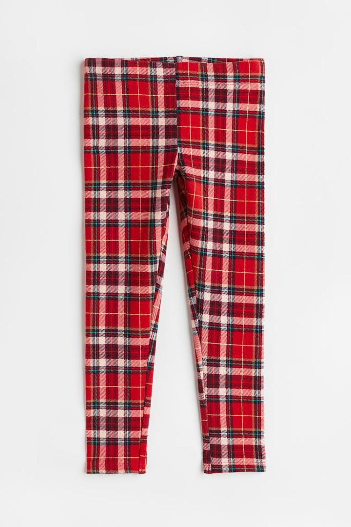 H & M - Brushed-inside Leggings - Red