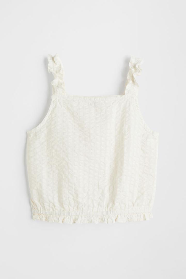H & M - Sleeveless Crop Top - White