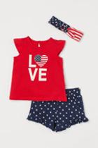 H & M - 3-piece Cotton Set - Red