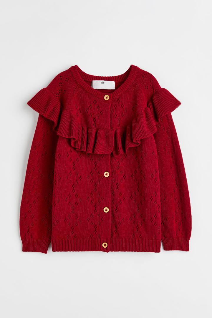 H & M - Textured-knit Cardigan - Red