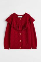 H & M - Textured-knit Cardigan - Red
