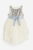 H & M - Sequined Tulle Dress - White