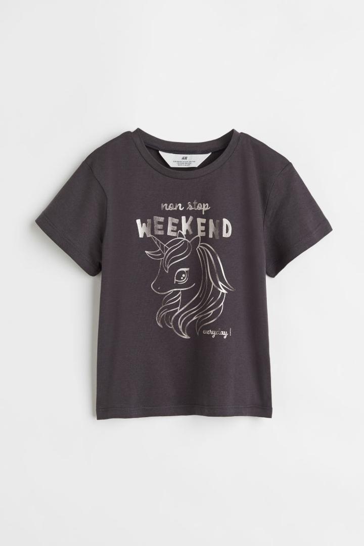 H & M - Printed T-shirt - Gray
