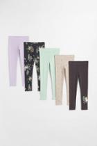 H & M - 5-pack Cotton Leggings - Gray