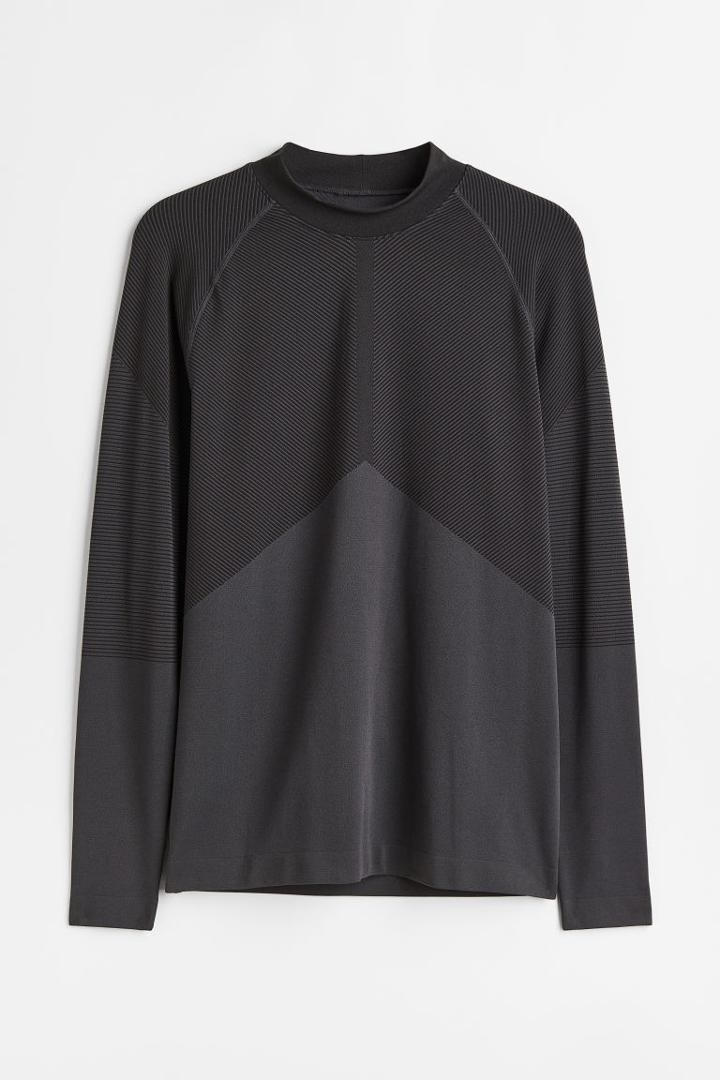 H & M - Seamless Base Layer Shirt - Gray