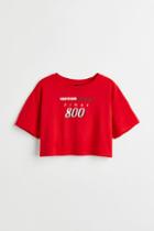 H & M - Printed Crop Top - Red