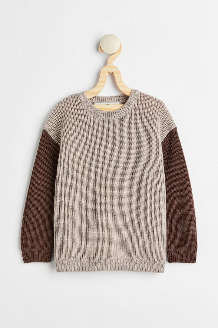 H & M - Merino Wool Rib-knit Sweater - Brown