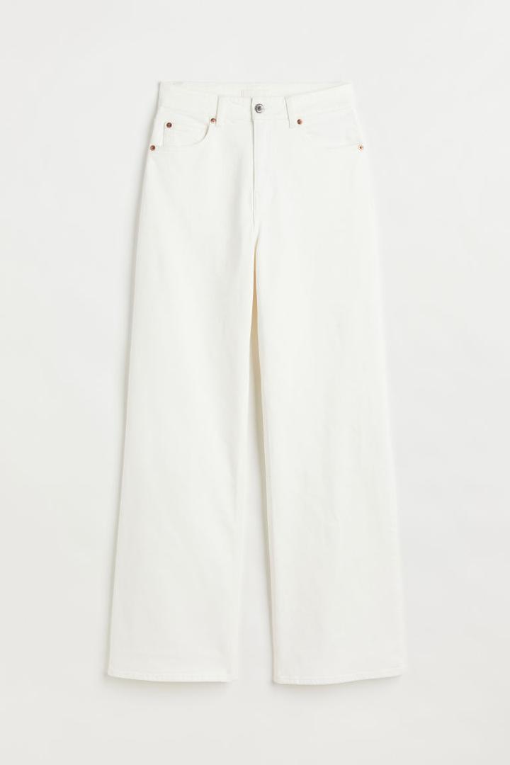 H & M - Wide High Jeans - White