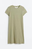 H & M - Ribbed T-shirt Dress - Green