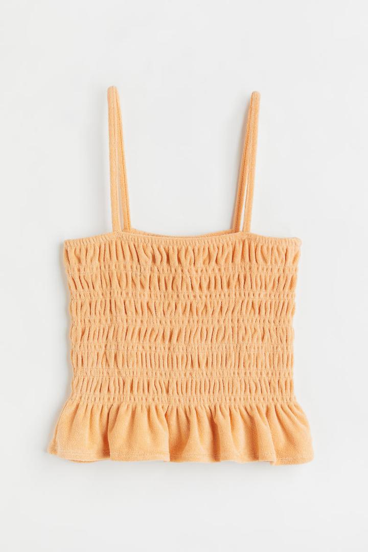 H & M - Smocked Terry Camisole Top - Orange