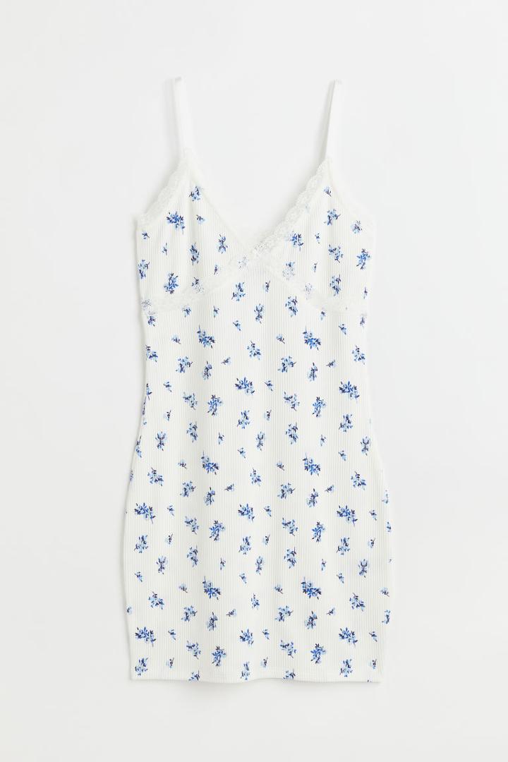 H & M - Ribbed Bodycon Dress - White