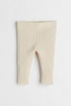 H & M - Rib-knit Pants - Beige