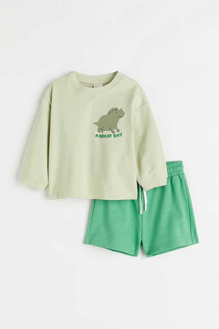 H & M - 2-piece Sweatshirt Set - Yellow