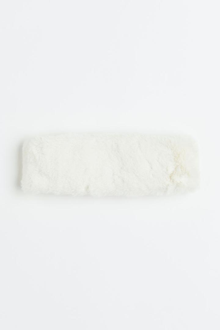 H & M - Fluffy Headband - White