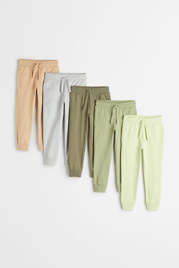H & M - 5-pack Cotton Jersey Joggers - Green