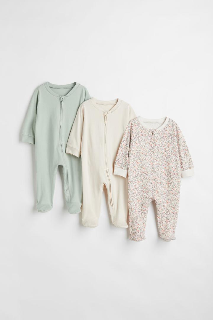 H & M - 3-pack Jumpsuits With Zipper - White