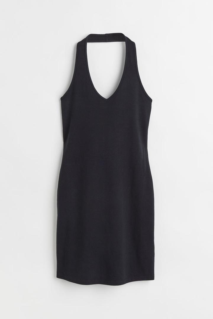 H & M - Cotton Halterneck Dress - Black