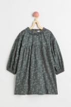 H & M - Balloon-sleeved Cotton Dress - Green