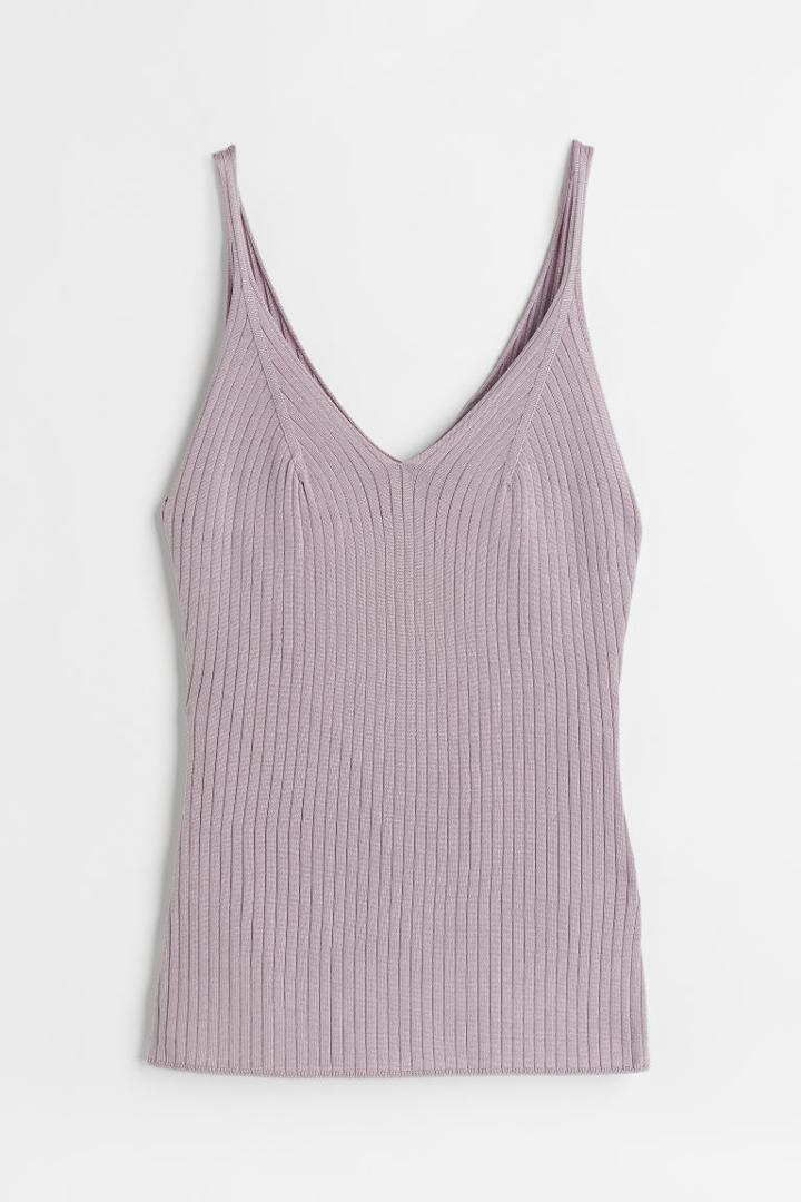 H & M - Rib-knit Tank Top - Purple