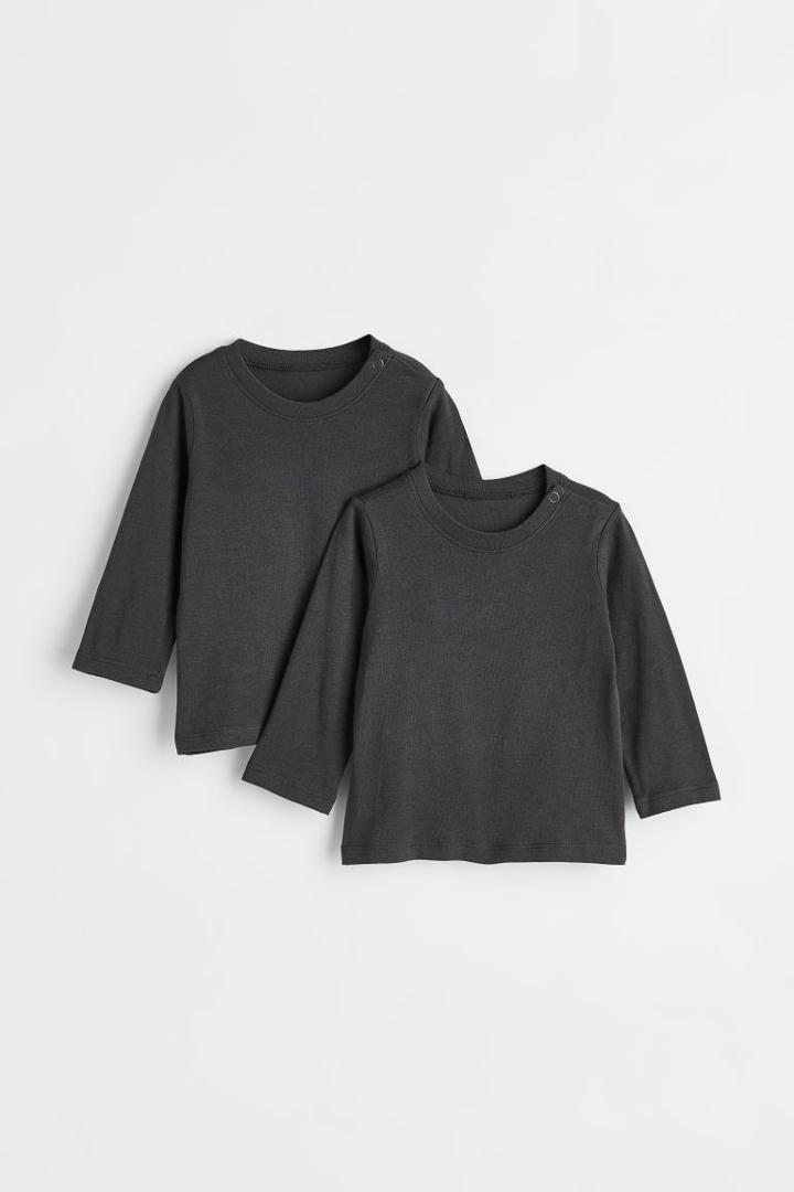 H & M - 2-pack Cotton Jersey Shirts - Gray
