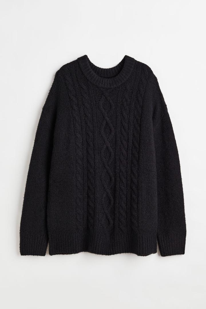 H & M - Oversized Cable-knit Sweater - Black