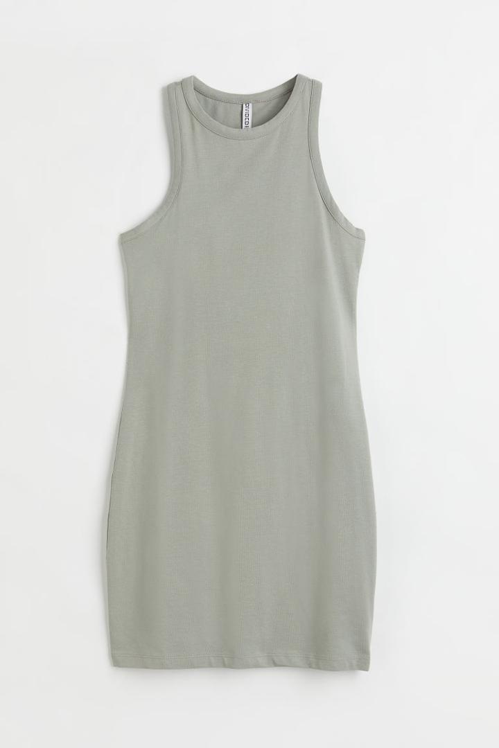 H & M - Cut-out Cotton Dress - Green