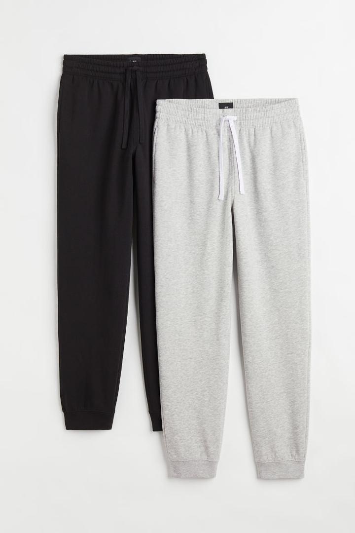 H & M - 2-pack Regular Fit Joggers - Black