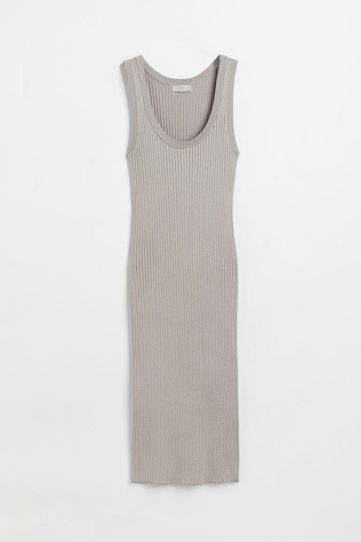 H & M - Rib-knit Bodycon Dress - Brown