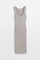 H & M - Rib-knit Bodycon Dress - Brown