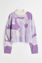 H & M - Jacquard-knit Sweater - Purple