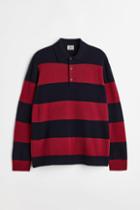 H & M - Relaxed Fit Wool Polo Shirt - Red
