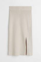 H & M - Ribbed Pencil Skirt - Brown