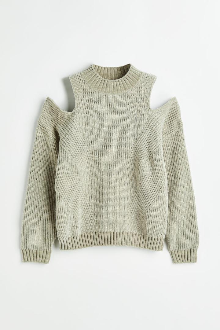 H & M - Open-shoulder Sweater - Green