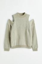 H & M - Open-shoulder Sweater - Green