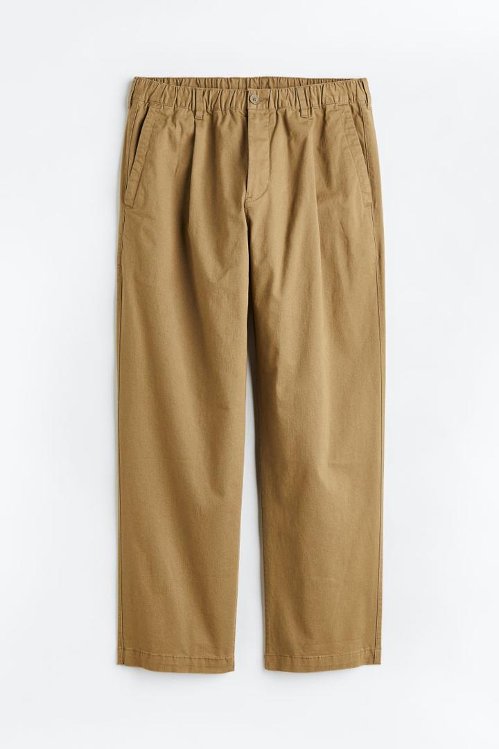 H & M - Relaxed Fit Twill Pants - Green