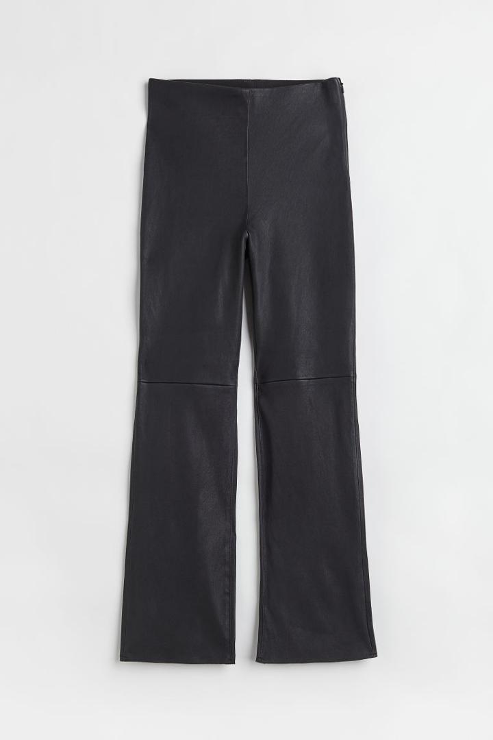 H & M - Ankle-length Leather Pants - Black