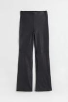 H & M - Ankle-length Leather Pants - Black