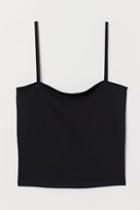 H & M - Cropped Jersey Camisole Top - Black
