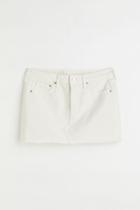 H & M - Low Waist Denim Skirt - White