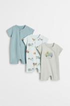 H & M - 3-pack Cotton Jumpsuits - Green