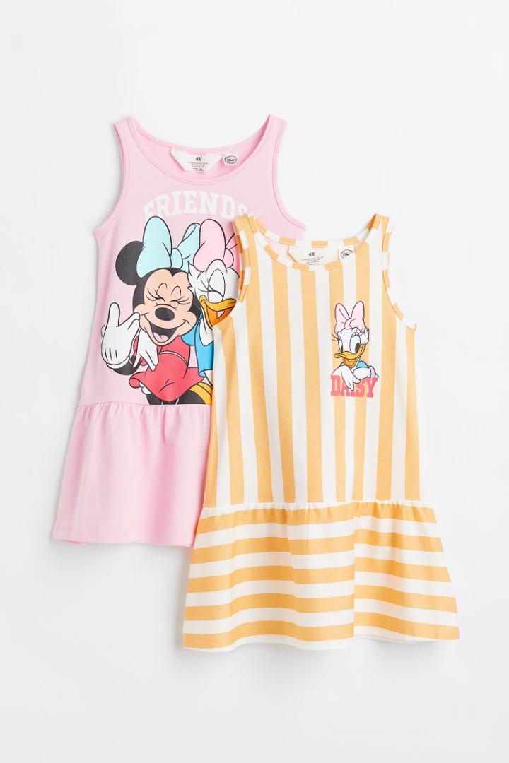 H & M - 2-pack Printed Dresses - Pink
