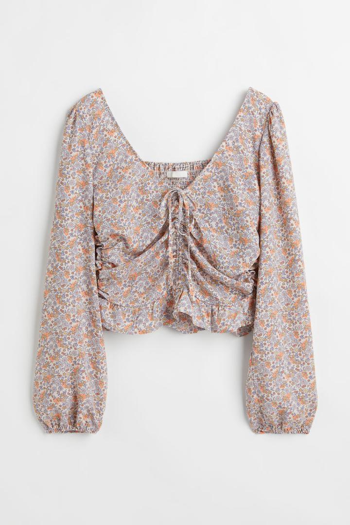 H & M - Draped Blouse - Beige